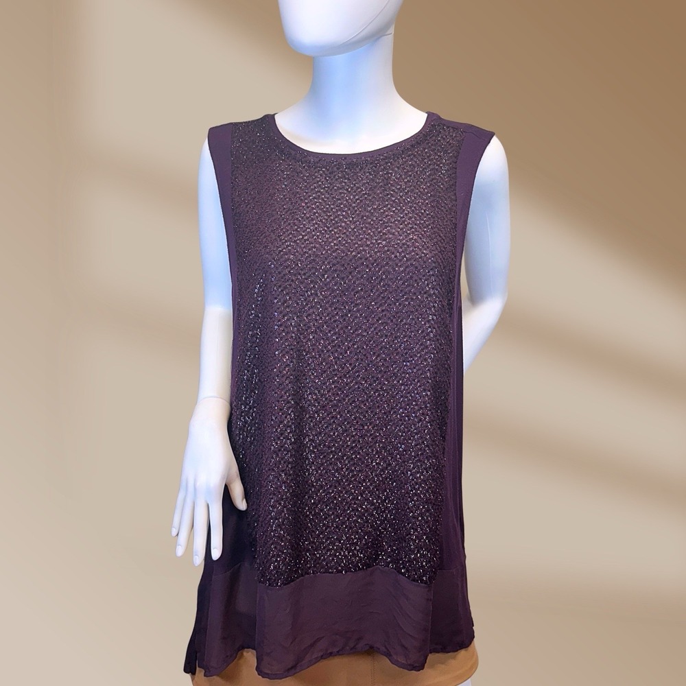 Apt 9 Ladies Deep Purple Sparkle Tunic Tank Top Flowy Sz X-Large